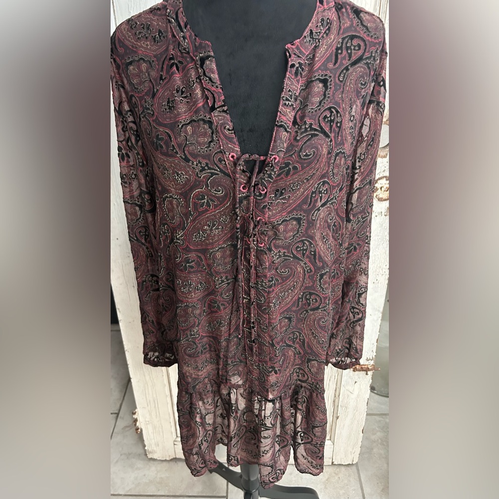 ⚡️Free People Paisley Black Velvet Sheer Dress NWOT⚡️ - Picture 4 of 7